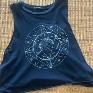 Brandy Melville Blue Graphic Cut Out Muscle Tee